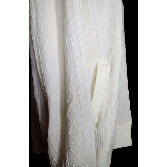 French Laundry Thin Knit Pullover Sweater Size L Cream Pockets Split Mock Neck - Picture 4 of 7